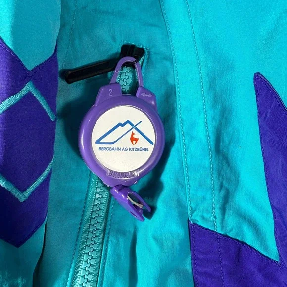 Vintage Tyrolia Skiwear Jacket Womens Medium Teal Purple Ski Snowboard - Picture 4 of 10